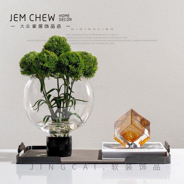 轻奢极简现代透明玻璃花瓶水晶球样板间售楼客厅餐桌软装饰品摆件,家居饰品,花瓶,淘宝优惠券,粉丝福利购,淘宝优惠卷