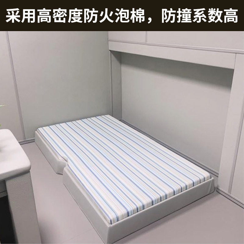 留置室防撞软包床 嵌入式隐形折叠床 防火阻燃隐藏式皮革软包床
