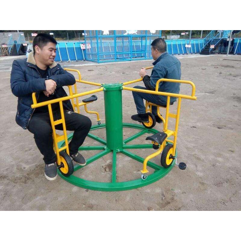 深圳感统童车儿童乐园多人轨道旋转脚踏两轮车幼儿园车儿童旋转椅