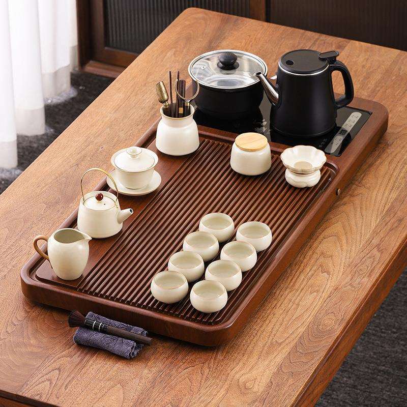 汝窑茶具整套自动上水茶盘一体家用2025新款办公室泡茶壶茶杯茶具