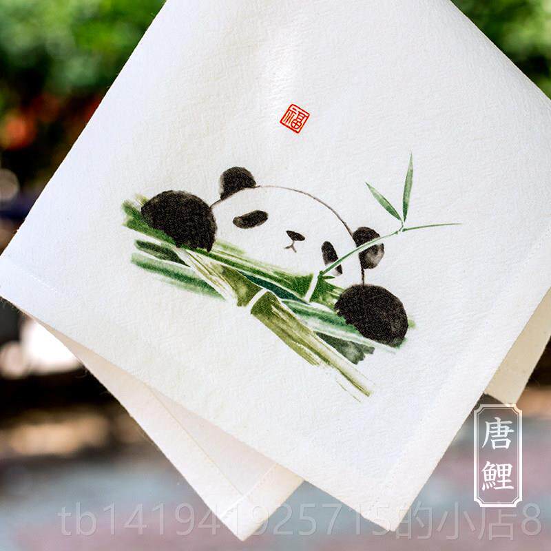正品古熊猫礼物中国色礼品送外国人出国留学手特帕小方巾老手绢女