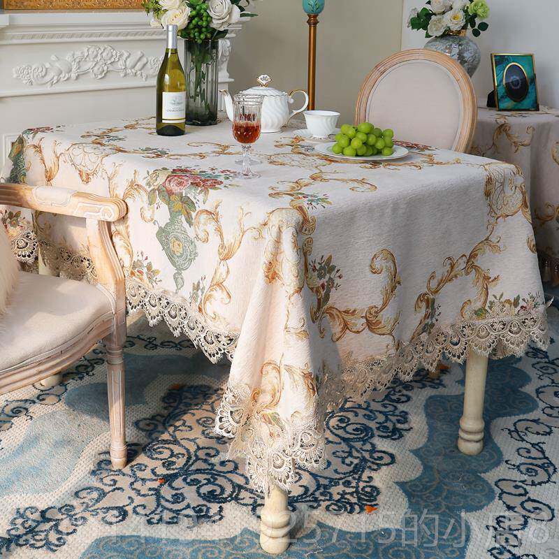 正品长形餐方桌布轻奢级感欧式家蓝色茶几布布艺用方桌台高布2025
