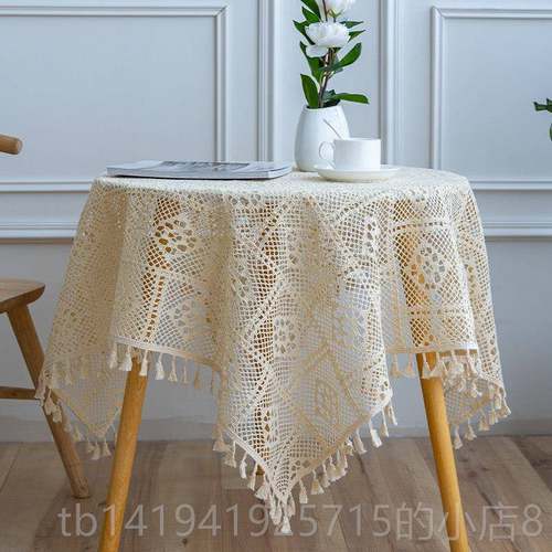 正品复古镂空蕾丝壁s纸盖布白i圆n风长方形色田园餐桌布圆桌形小