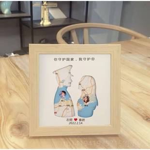 正品远距离军人兄军情定制男情女侣地图相节框中国情人节弟日礼物