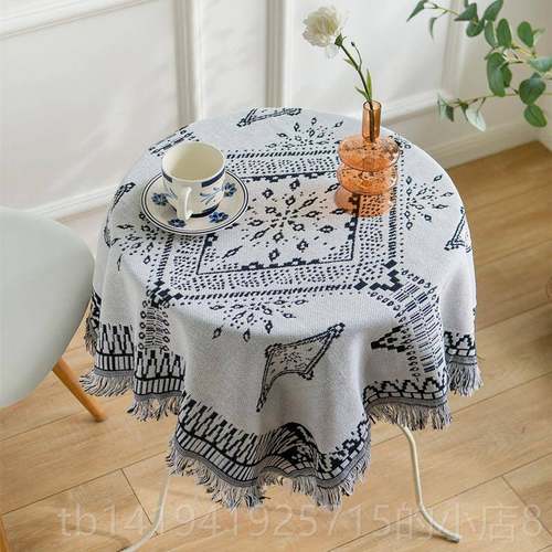 正品美式乡村布花鸟田风棉麻轻奢蕾丝桌茶几布高级园餐感圆桌布桌