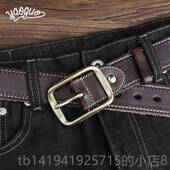 真皮A别扣皮带纯针层牛皮覆工古牛仔裤 正品 手mi卡其皮带男士 青