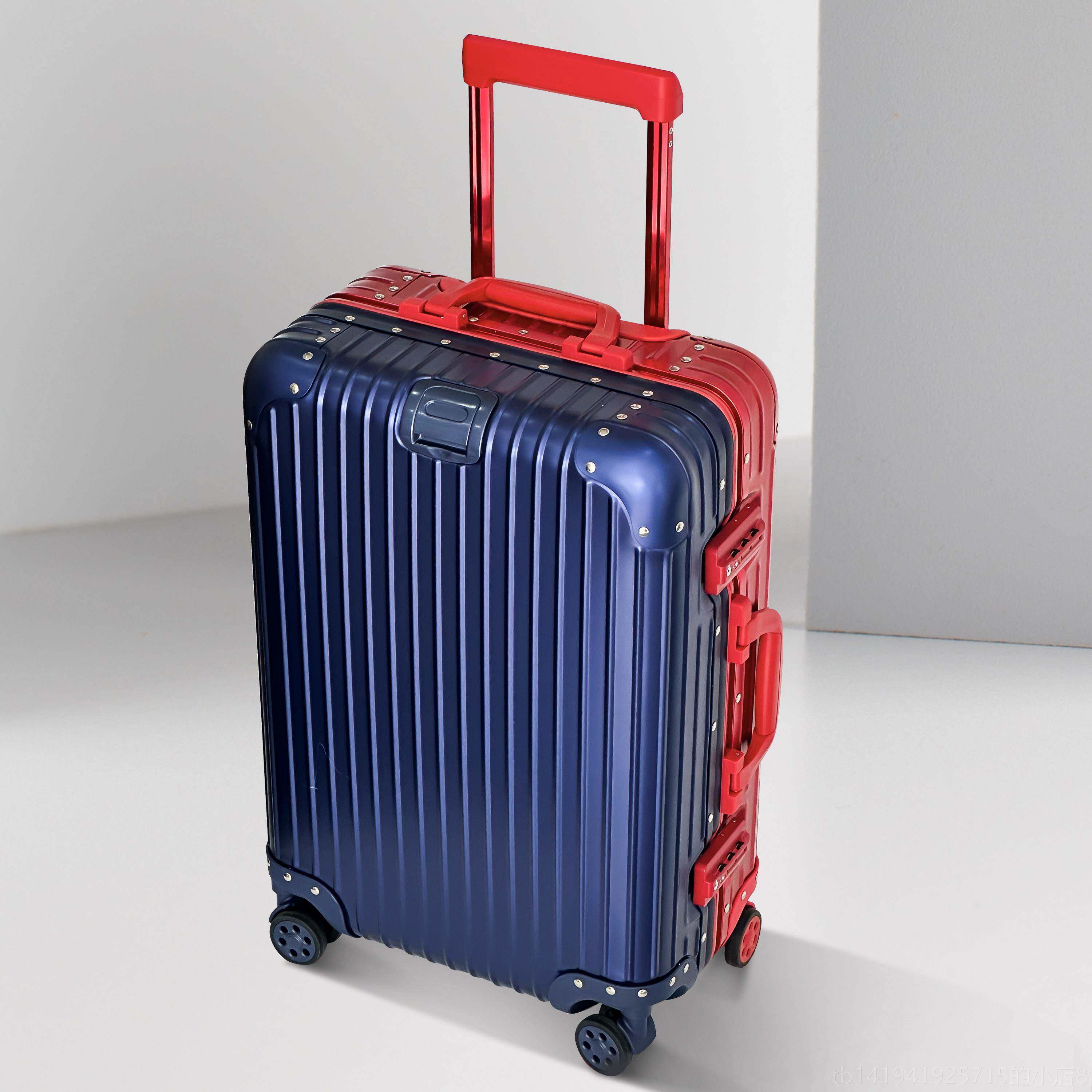 正品男全铝镁合行李箱向万轮金属拉杆箱女金登机箱22寸密码旅行箱