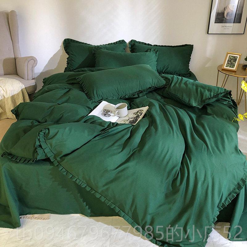 正品ns公主粉纯色花边四1件套床笠款.5/1.米床上用品被8套床单三i图片