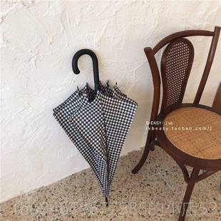 正品 覆古千鸟格子条纹大号长柄雨伞抗台风双人C加家庭伞 101M经典