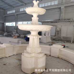 米黄色大理石喷水池 埃及米黄喷泉 酒店装饰造景 别墅院内流水钵