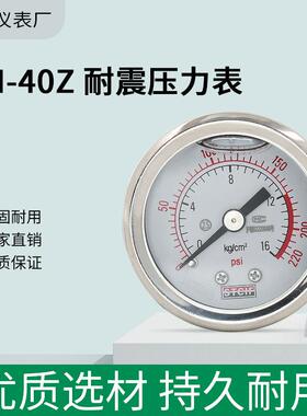 YN40Z轴向耐震压力表40mm表盘螺纹M10*1 1/8 1/4油压液压表STCIF