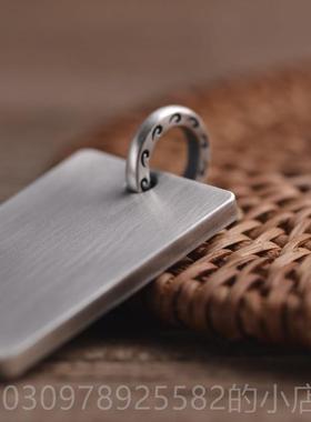 高档光字牌吊坠男 9面99纯银 项链空白平安牌军牌饰品刻字上尊男