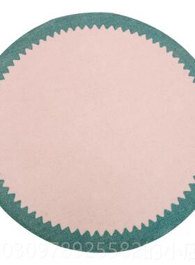 高档周末派绿色轻奢风地毯现简圆约形地垫is卧室床客边厅书桌高n