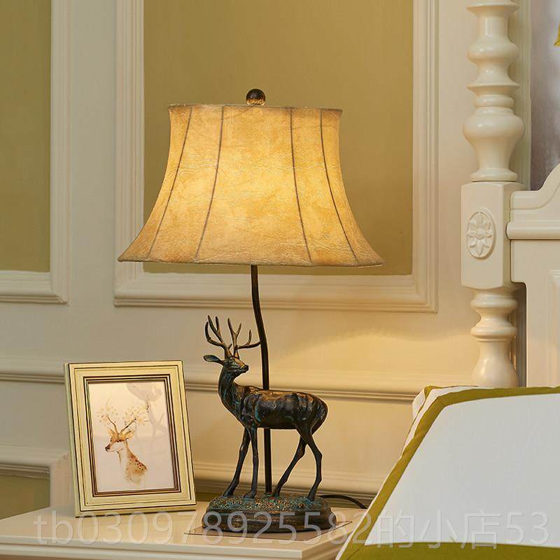 高档麋床灯 欧式复古美创头意奢华客厅卧室夜灯 式乡村鹿家园装饰