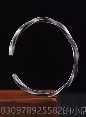 高档9银9纯银M?bius戒指手镯男士的朴素戒指覆古民族9风格生日礼