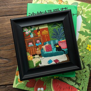 新品 才财旺【克拉拉的猫】刺绣材料包手工礼物 场景刺绣 刺绣diy