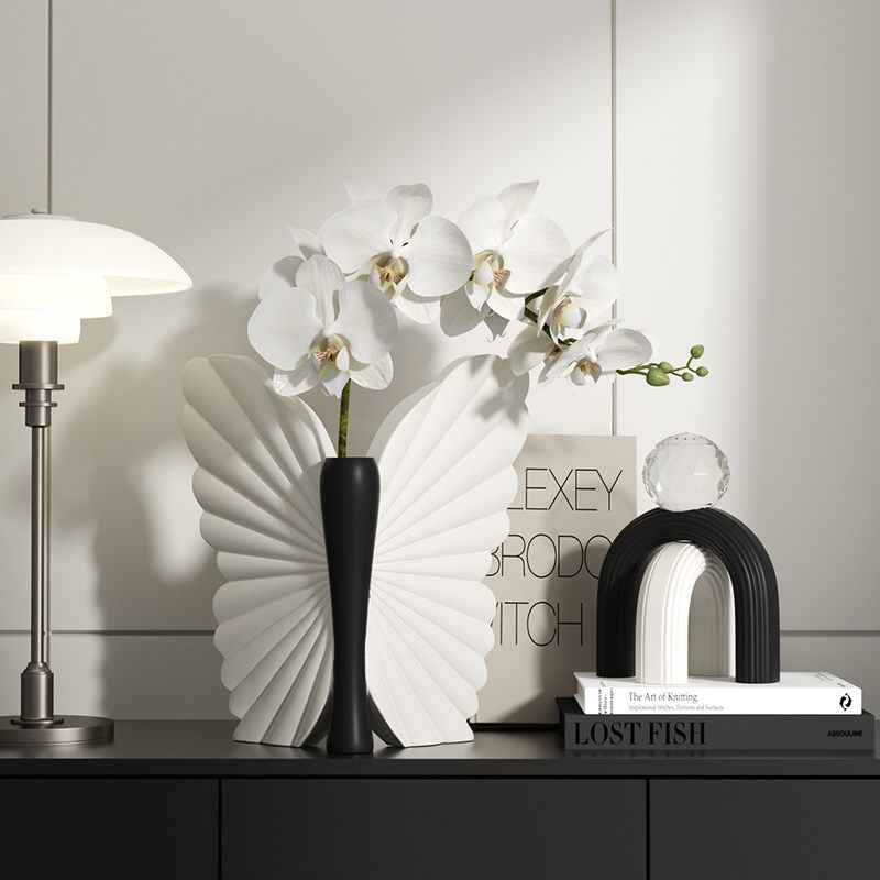 抽象艺术软装蝴蝶花瓶摆件高级感客厅插花玄关电视柜餐桌家居饰品,家居饰品,装饰摆件,淘宝优惠券,粉丝福利购,淘宝优惠卷