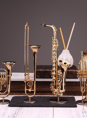 迷你巴松摆件管乐套装长笛圆号模型客厅生日礼物高音萨克斯小摆件