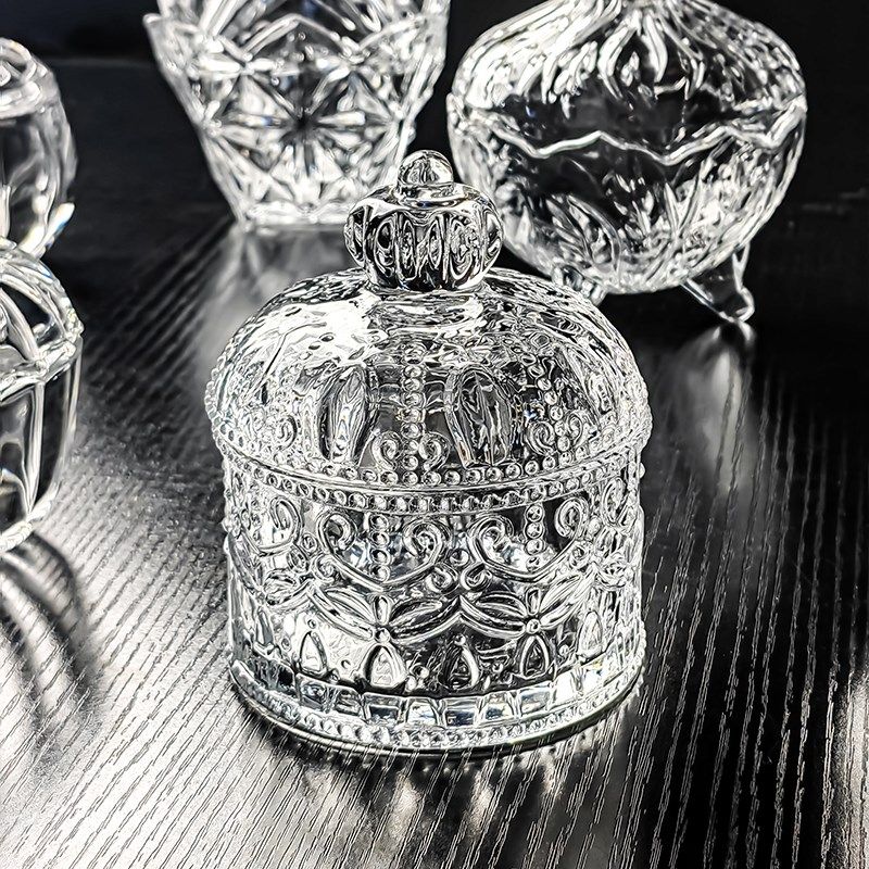 水晶玻璃碗带盖糖果罐高颜值水果盘糖罐果盘储物盒收纳首饰盅器皿