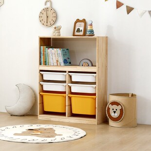 玩具收纳柜客厅靠墙书架绘本整理置物架宝宝实木玩具柜儿童收纳柜