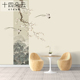 拼色中式 手绘定制壁画花鸟树枝喜鹊鸟山水书房客厅沙发背景墙壁纸