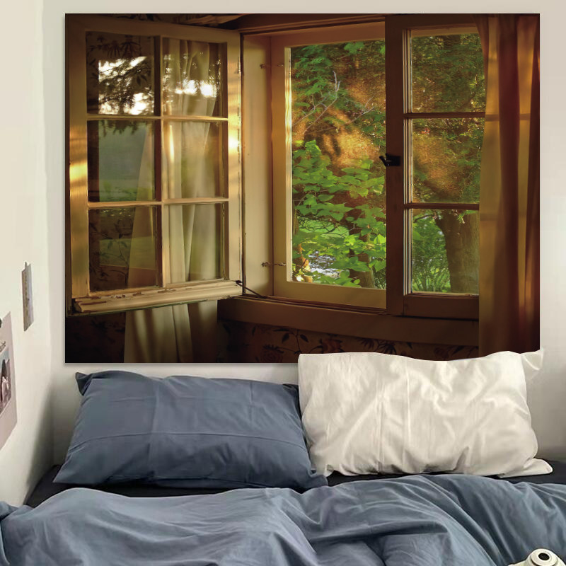 窗外静物假窗户风景背景布床头装饰挂布房间改造好物挂毯卧室墙布,居家布艺,挂毯/壁毯,淘宝优惠券,粉丝福利购,淘宝优惠卷