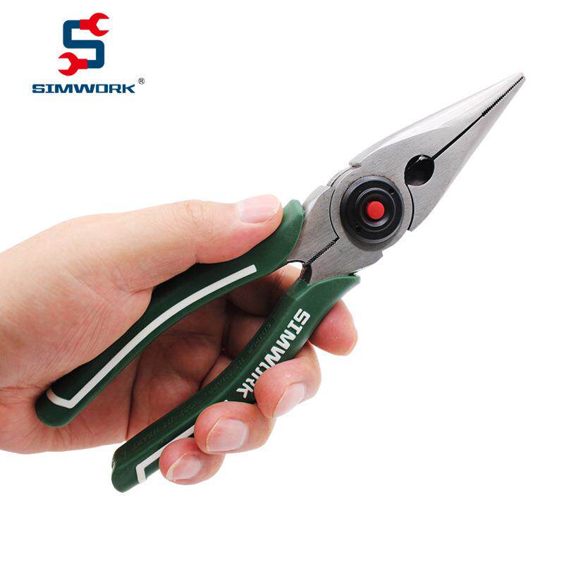 SIMWORK多功能发光钳高精抛CRV8寸钢丝8寸斜口8寸尖嘴钳剪线器