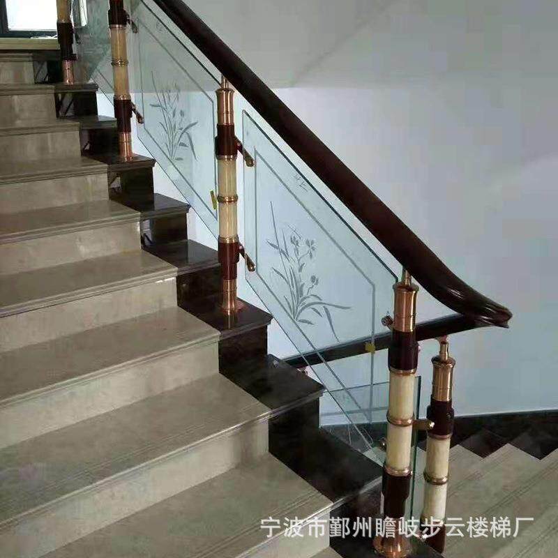【宁波步云楼梯】楼梯胶木扶手不锈钢玻璃扶手水泥楼梯扶手定制