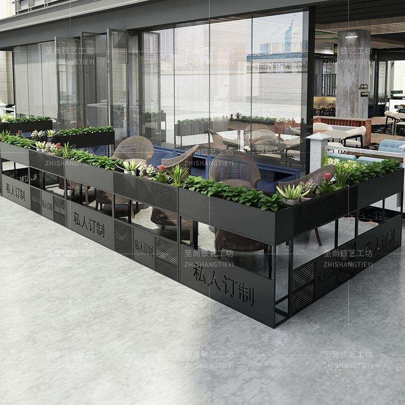 工业风餐厅卡座铁艺矮隔断花架办公室户外店过道装饰绿植咖啡围栏