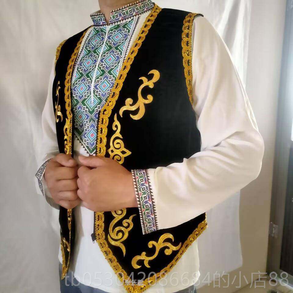 正品新款新疆演舞出服装男士角马甲维族吾尔族舞台表演休闲尖民风