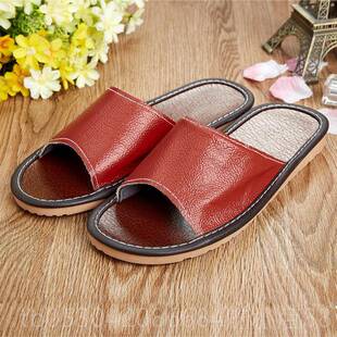 正品男士大码皮拖鞋夏通头一字拖头公层牛凉皮牛筋底老年防滑真办