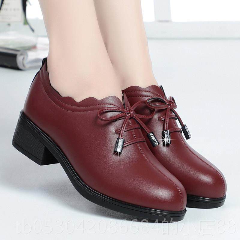 正品妈妈鞋坡跟真皮软底跟单鞋女士皮鞋中女中老年鞋秋深口春季婚,女鞋,深口单鞋,淘宝优惠券,粉丝福利购,淘宝优惠卷