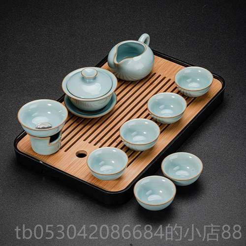 正品网红茶具202用5款汝窑功夫茶碗具套装家轻奢高档陶瓷盖壶茶喝