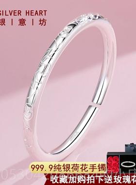 正品女9子年轻银手炼999纯银实心风大格小众平原环族风格重量民银