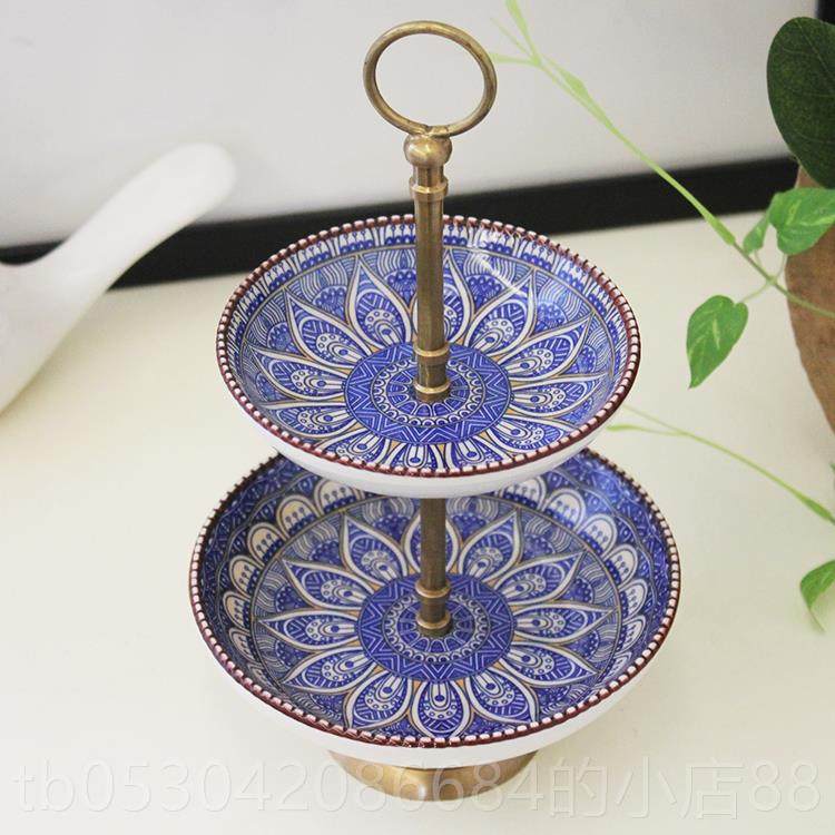 正品北美式层印度进口餐桌配陶瓷摆件双果干小盘点心盘收纳盘欧装