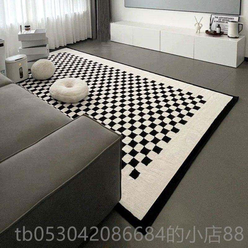 正品中世地毯法国覆古客厅啡桌毯子黑色和白色可问的咖豪华高端家