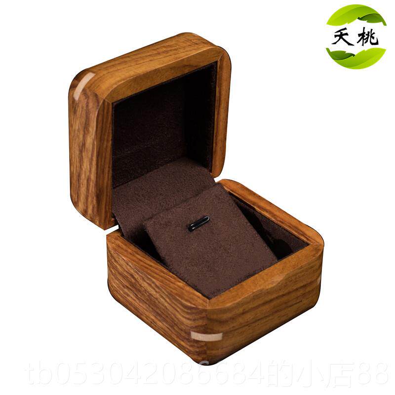 正品夭桃饰品实）非洲梨花木纯木质（吊挂坠盒项链耳环收纳盒节日