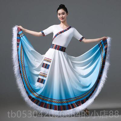 正品采依卿藏族公舞蹈演出服装半身练场习艺少数民族大考摆裙广舞