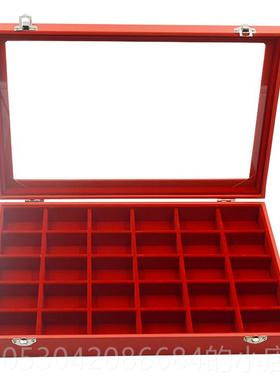 正品大号红色带盖珠箱子收纳戒指宝项链手链吊坠耳格环首耳钉手镯