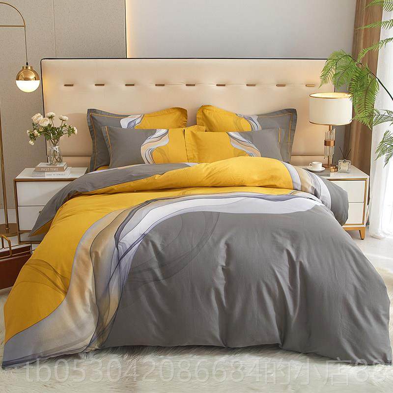 正品四床件套全棉纯棉100%床上用品简欧约北风床单被套件被罩笠三