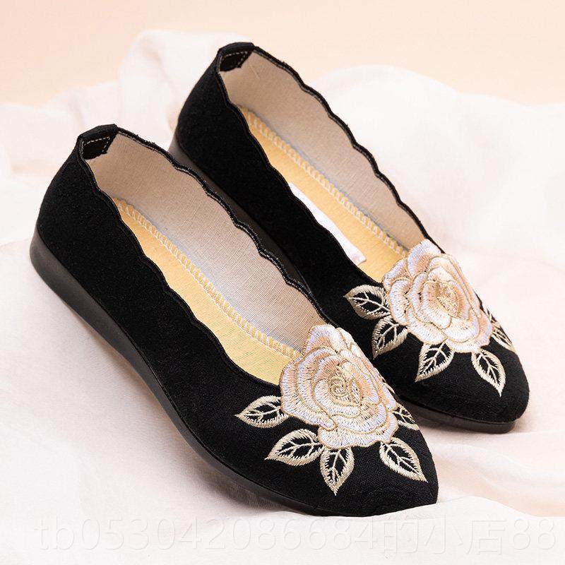 正品老北京布防鞋女式绣花鞋民族风尚新款平底时纯布妈妈鞋软底适,女鞋,绣花鞋,淘宝优惠券,粉丝福利购,淘宝优惠卷