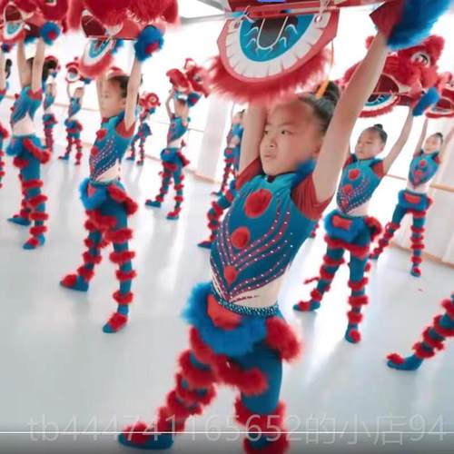 高档小狮妹儿童舞狮醒子舞蹈服狮子头舞狮服奇妙想狮头演出服可狮