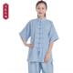 高档恒太极树服男女羽纶麻夏季 国风棉中老年武术中 太极拳练功服装