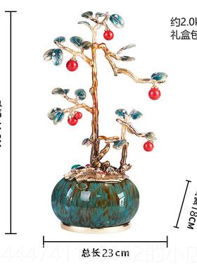 高档珐琅彩聚宝盆财树开摆件招财聚财客厅办公室装发饰品礼店铺业