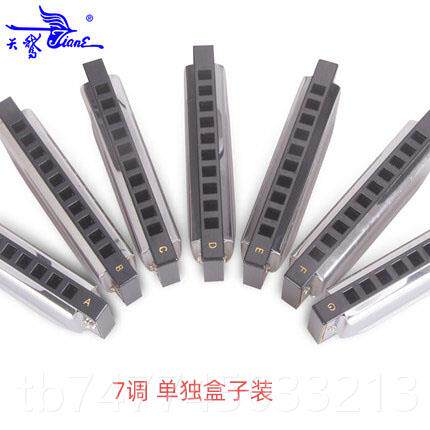 新款德国进口音簧鹅天十孔布鲁斯口琴10调孔7调布鲁斯蓝12调套装