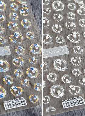 TENSOR日系5D浮雕指甲贴pro磨砂薄透背胶薄韧贴纸透明泡泡TS462