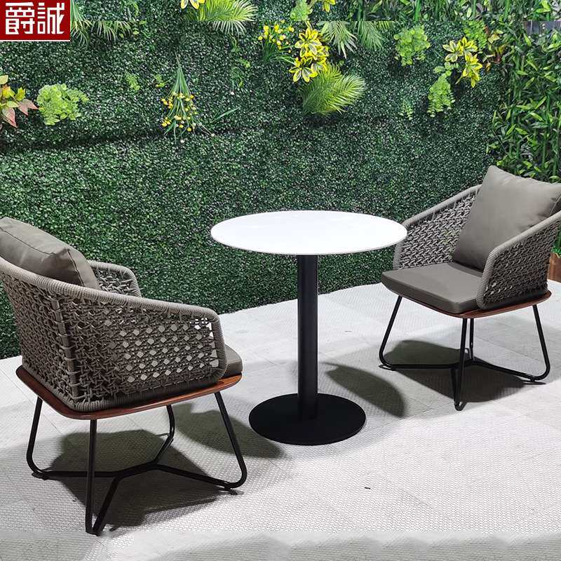 户外沙发庭院花园露天台懒人创意休闲室外家具藤编椅单人茶几组合