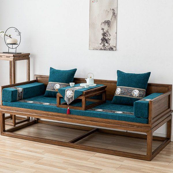 中式红木实木沙发垫四季通用加厚海绵套罩高档轻奢罗汉床坐垫定制