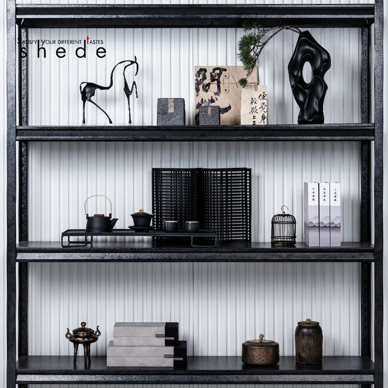 新中式展厅博古架样板间书房书柜客厅收纳展示柜软装饰品摆件套装,家居饰品,家饰软装搭配套装,淘宝优惠券,粉丝福利购,淘宝优惠卷