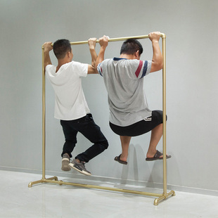 服装店展示架水管落地式龙门挂衣架单杠专用女装货架可移动带轮子